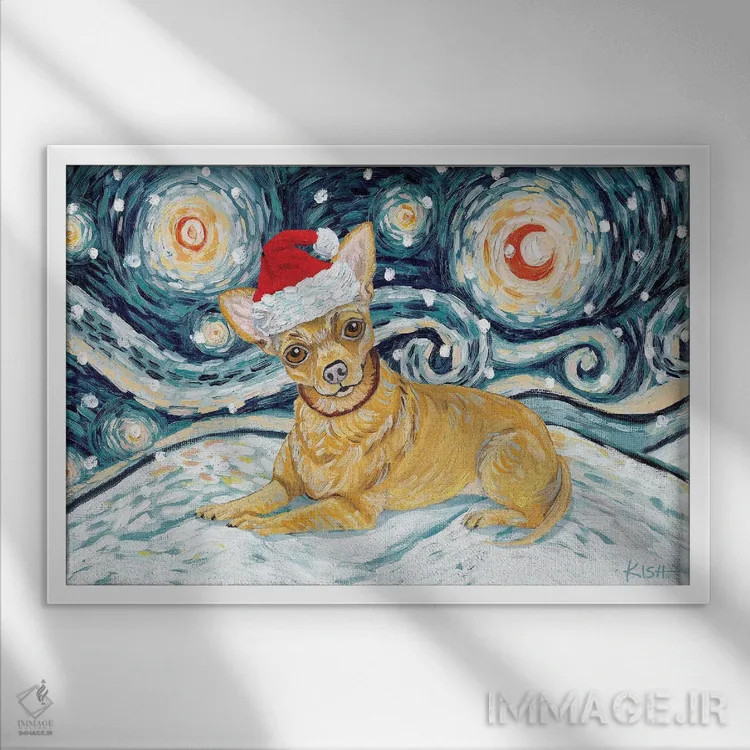 تابلو دکوراتیو چی واوا در یک شب برفی اثر گرچن کیش سرانو - نمای قابدار سفید