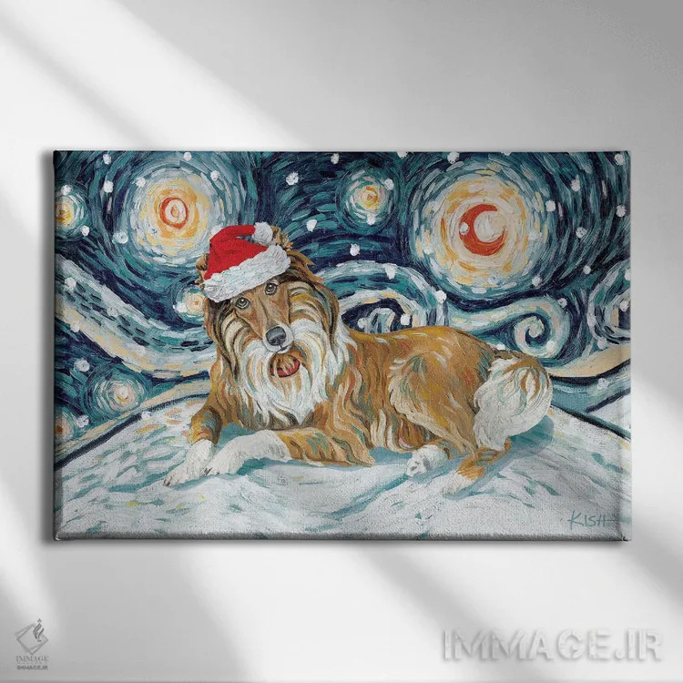 تابلو دکوراتیو کولی با صورت قهوه ای در یک شب برفی اثر گرچن کیش سرانو - نمای روبهرو روی دیوار