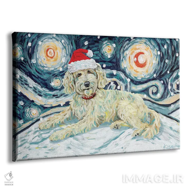 تابلو دکوراتیو دودل کرم رنگ در یک شب برفی اثر گرچن کیش سرانو - نمای پرسپکتیو محصول