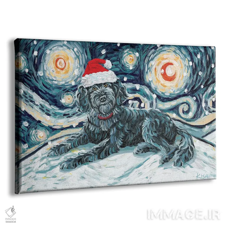 تابلو دکوراتیو دودل مشکی در یک شب برفی اثر گرچن کیش سرانو - نمای پرسپکتیو محصول