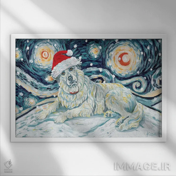 تابلو دکوراتیو گریت پیرنه در یک شب برفی اثر گرچن کیش سرانو - نمای قابدار سفید