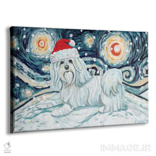 تابلو دکوراتیو هاوانیز در یک شب برفی اثر گرچن کیش سرانو - نمای پرسپکتیو محصول