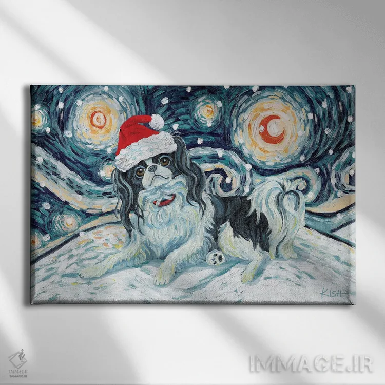 تابلو دکوراتیو ژاپنی چین در یک شب برفی اثر گرچن کیش سرانو - نمای روبهرو روی دیوار