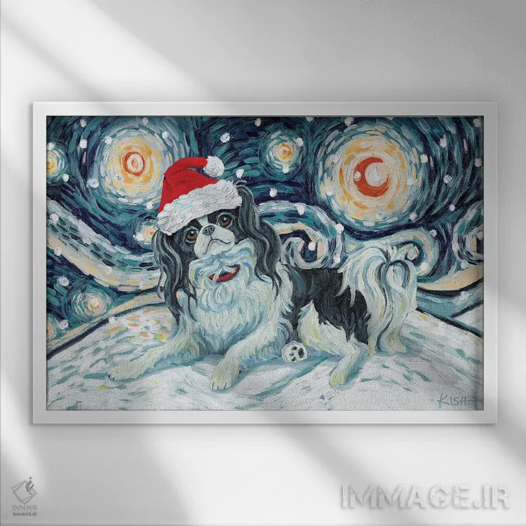 تابلو دکوراتیو ژاپنی چین در یک شب برفی اثر گرچن کیش سرانو - نمای قابدار سفید