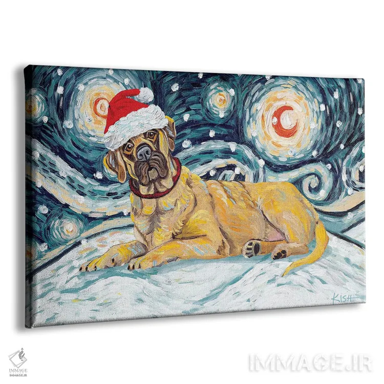 تابلو دکوراتیو ماستیف در یک شب برفی اثر گرچن کیش سرانو - نمای پرسپکتیو محصول