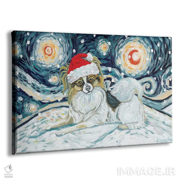 تابلو دکوراتیو پاپیلون در یک شب برفی اثر گرچن کیش سرانو - نمای پرسپکتیو محصول