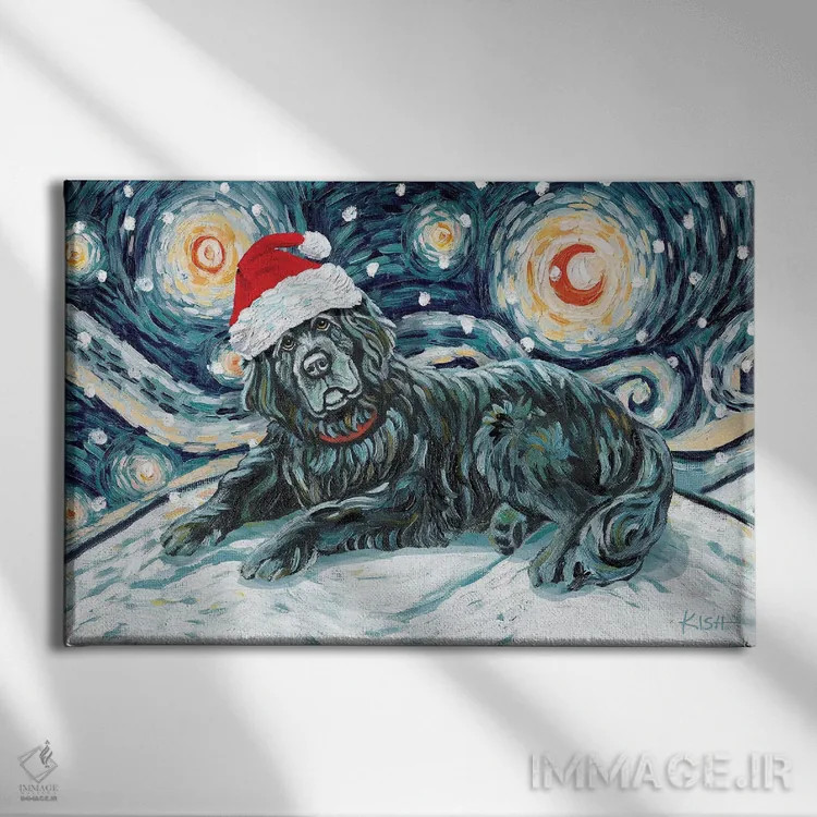 تابلو دکوراتیو نیوفاندلند در یک شب برفی اثر گرچن کیش سرانو - نمای روبهرو روی دیوار