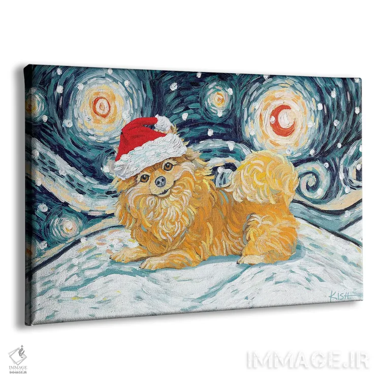 تابلو دکوراتیو پامرانین در یک شب برفی اثر گرچن کیش سرانو - نمای پرسپکتیو محصول