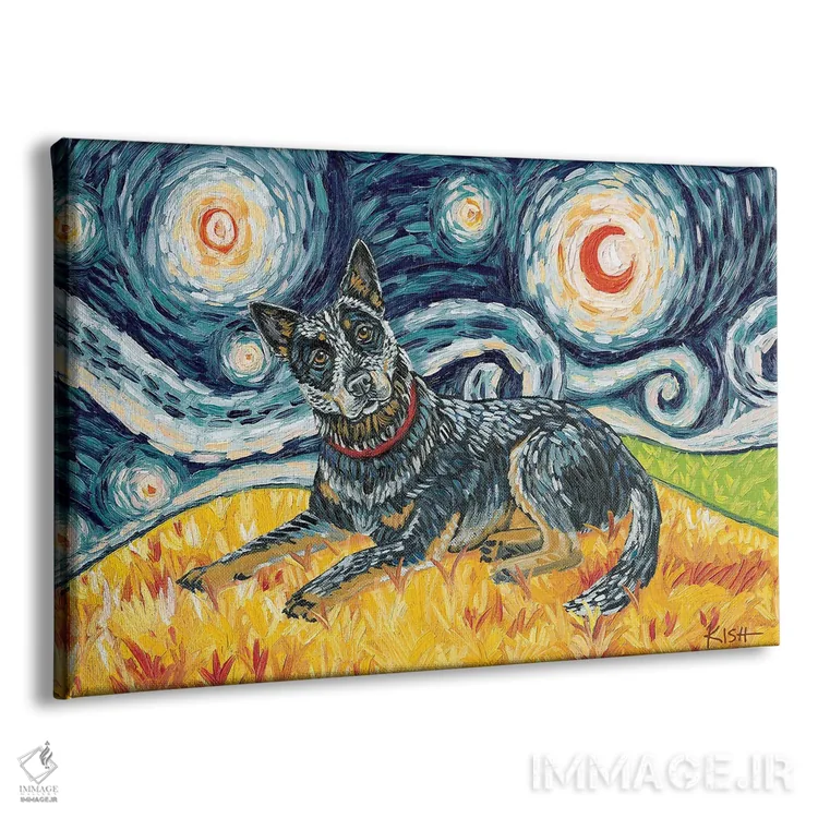 تابلو دکوراتیو سگ گله استرالیایی در یک شب پرستاره اثر گرچن کیش سرانو - نمای پرسپکتیو محصول