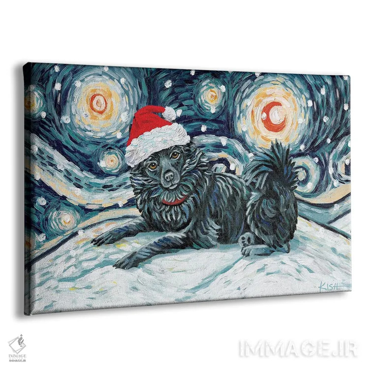 تابلو دکوراتیو شیپرک دم دار در یک شب برفی اثر گرچن کیش سرانو - نمای پرسپکتیو محصول