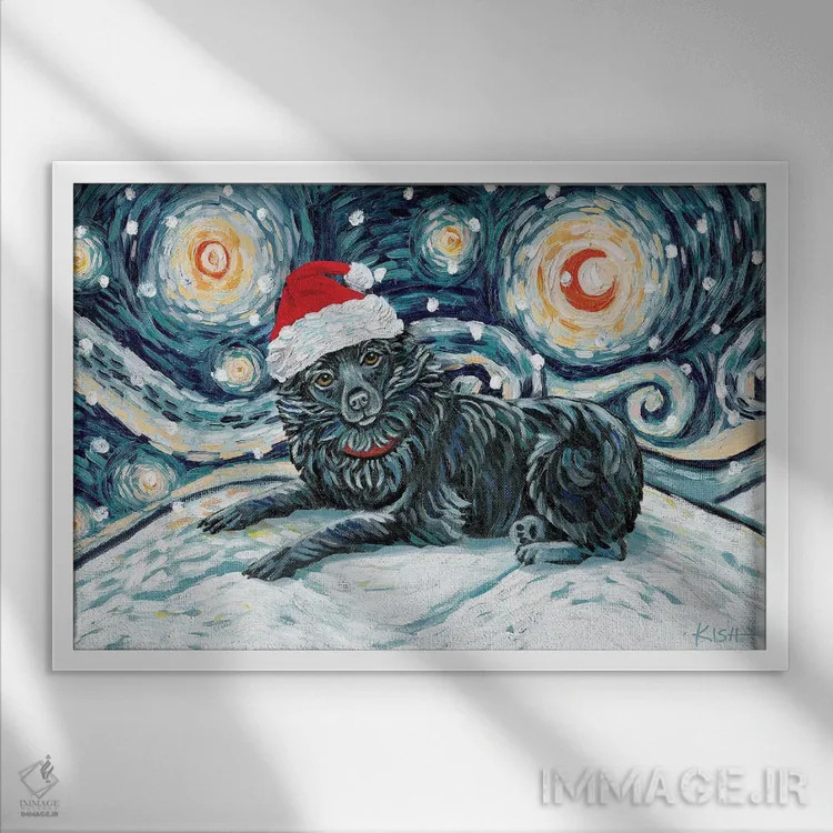 تابلو دکوراتیو شیپرک در یک شب برفی اثر گرچن کیش سرانو - نمای قابدار سفید