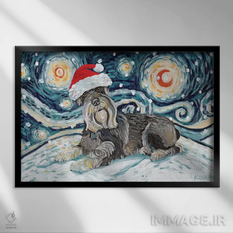 تابلو دکوراتیو شنوزر در یک شب برفی اثر گرچن کیش سرانو - نمای قابدار مشکی