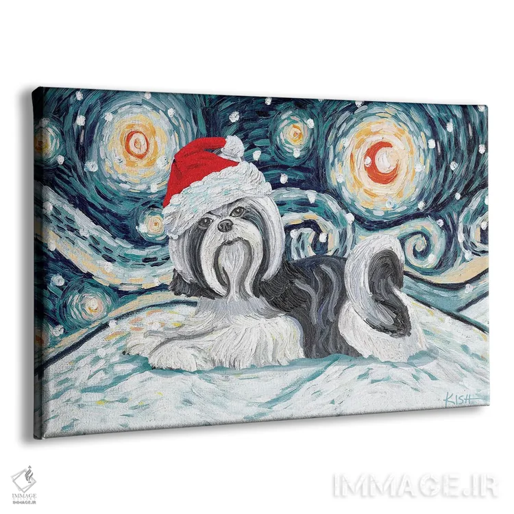 تابلو دکوراتیو شیه تزو سیاه و سفید در یک شب برفی اثر گرچن کیش سرانو - نمای پرسپکتیو محصول