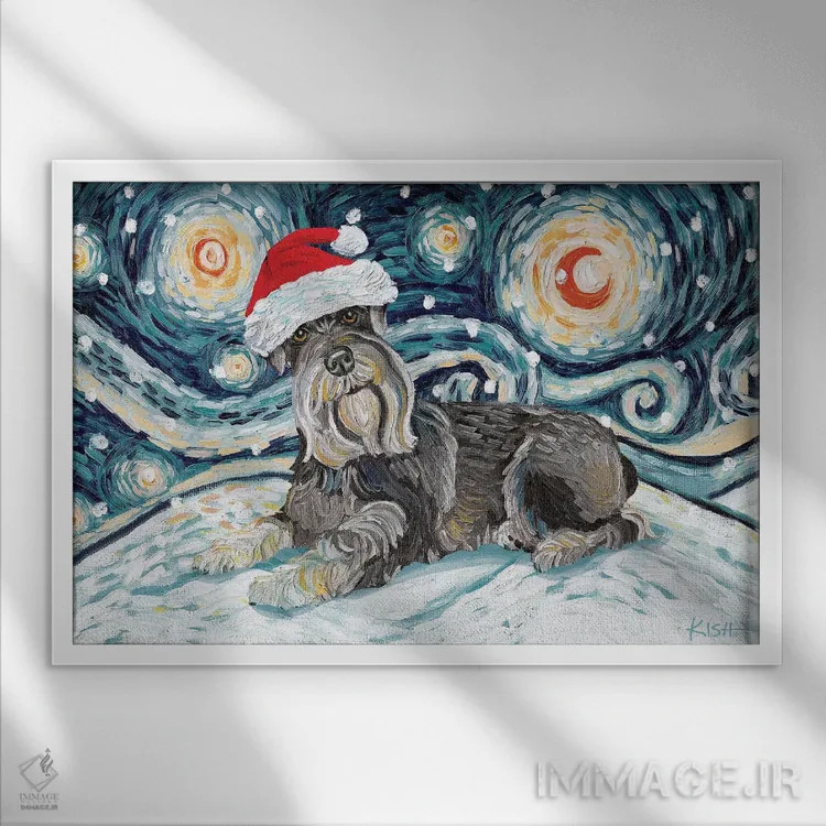 تابلو دکوراتیو شنوزر در یک شب برفی اثر گرچن کیش سرانو - نمای قابدار سفید