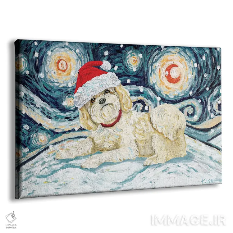 تابلو دکوراتیو شیه تزو کرم رنگ در یک شب برفی اثر گرچن کیش سرانو - نمای پرسپکتیو محصول