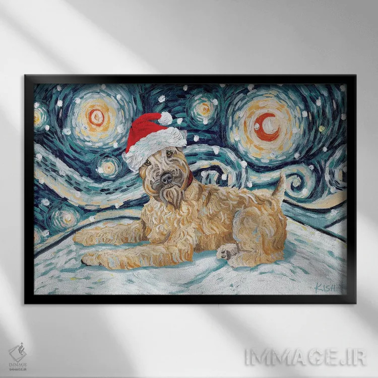 تابلو دکوراتیو تریر ویتن در یک شب برفی اثر گرچن کیش سرانو - نمای قابدار مشکی