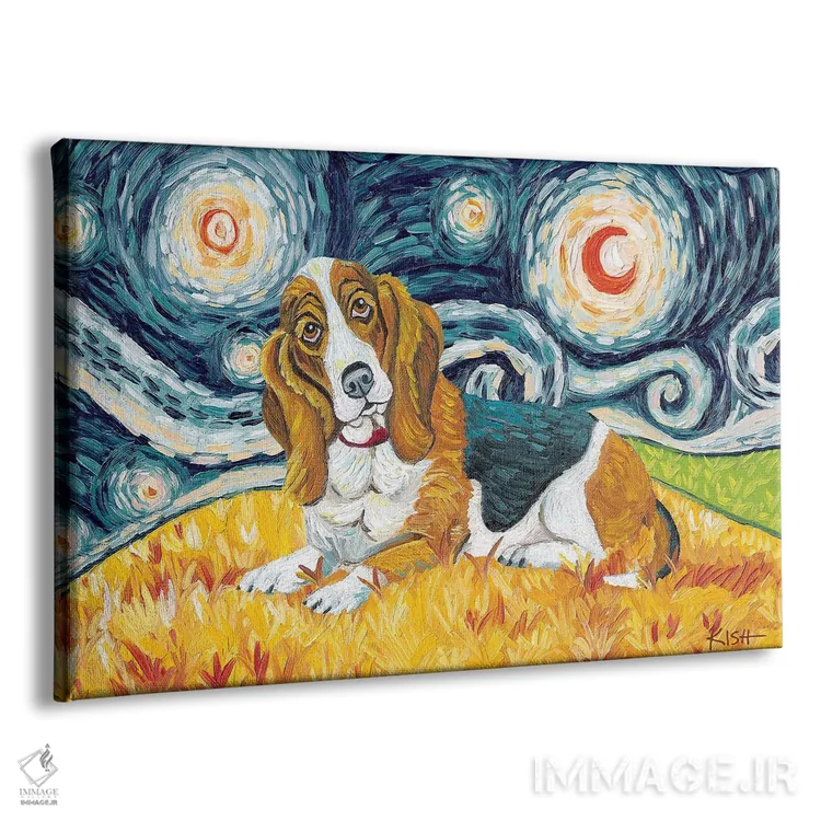 تابلو دکوراتیو بست هاوند در یک شب پرستاره اثر گرچن کیش سرانو - نمای پرسپکتیو محصول
