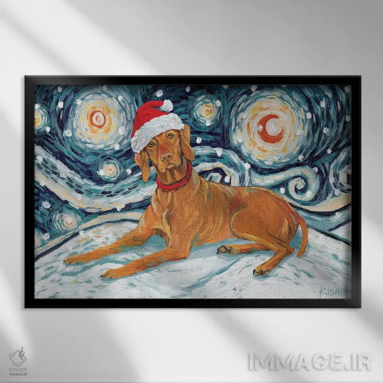 تابلو دکوراتیو ویزسلا در یک شب برفی اثر گرچن کیش سرانو - نمای قابدار مشکی