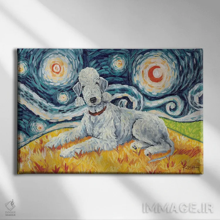 تابلو دکوراتیو بدلینگتون تریر در یک شب پرستاره اثر گرچن کیش سرانو - نمای روبهرو روی دیوار