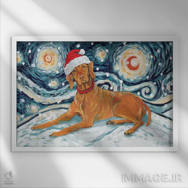 تابلو دکوراتیو ویزسلا در یک شب برفی اثر گرچن کیش سرانو - نمای قابدار سفید