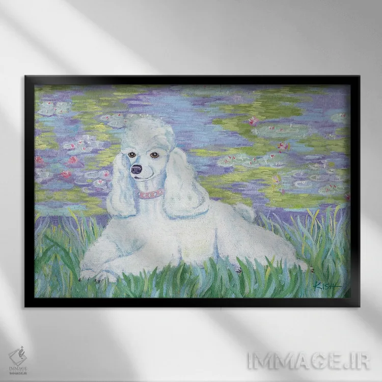 تابلو دکوراتیو پودل بونیت اثر گرچن کیش سرانو - نمای قابدار مشکی