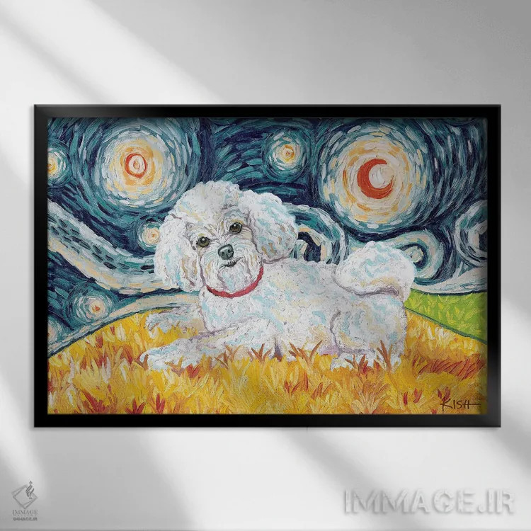 تابلو دکوراتیو بیشان در یک شب پرستاره اثر گرچن کیش سرانو - نمای قابدار مشکی