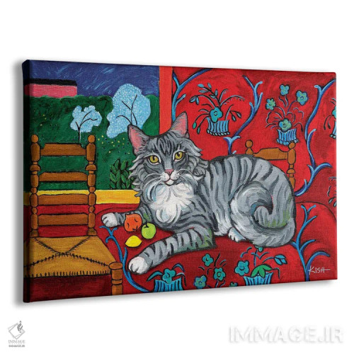 تابلو دکوراتیو گربه خاکستری مو بلند کتیس اثر گرچن کیش سرانو - نمای پرسپکتیو محصول