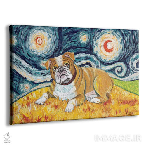 تابلو دکوراتیو بولداگ در یک شب پرستاره اثر گرچن کیش سرانو - نمای پرسپکتیو محصول