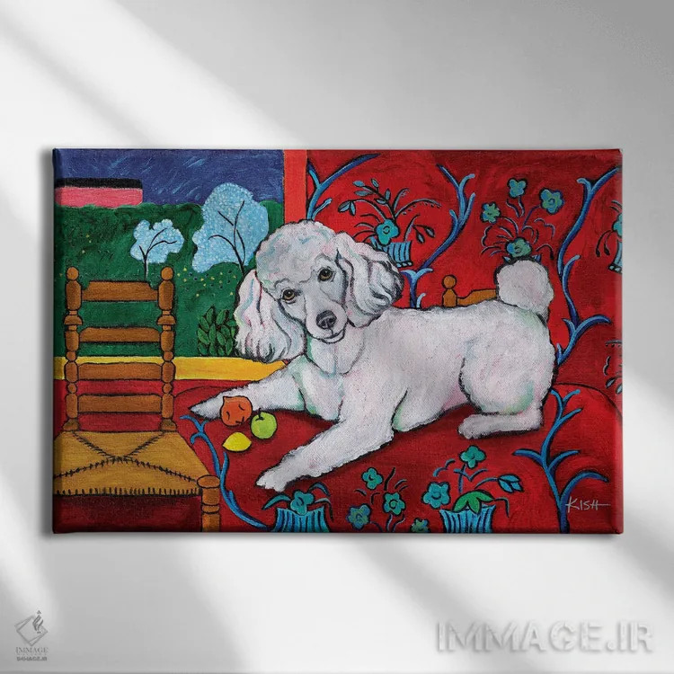 تابلو دکوراتیو پودل موتیس اثر گرچن کیش سرانو - نمای روبهرو روی دیوار