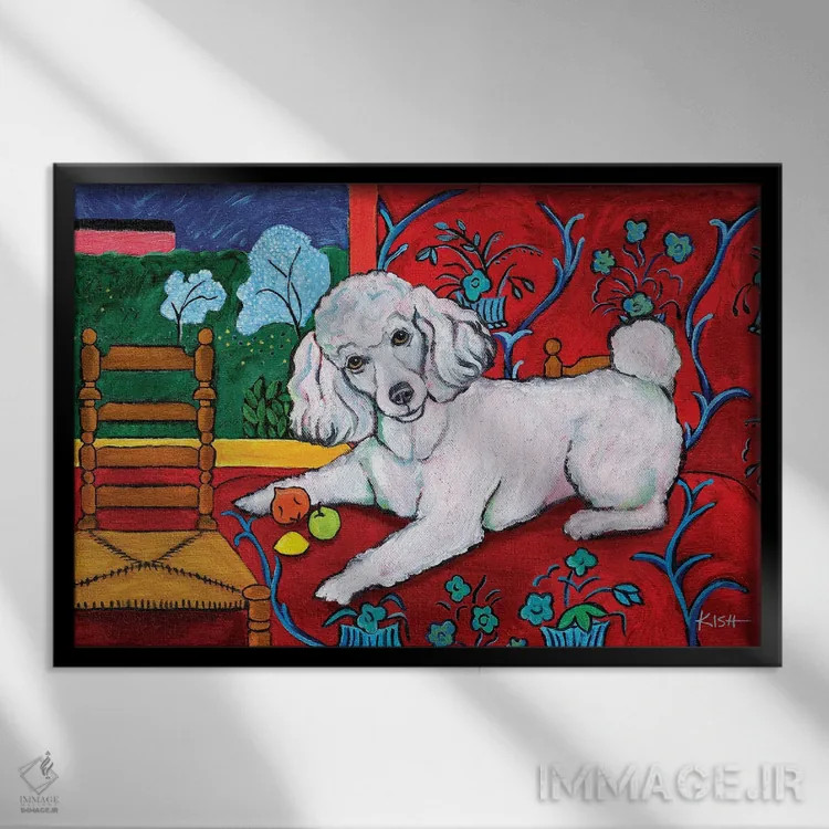 تابلو دکوراتیو پودل موتیس اثر گرچن کیش سرانو - نمای قابدار مشکی