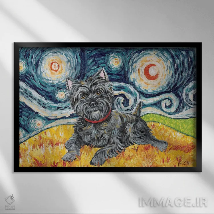 تابلو دکوراتیو تیرر کرن در یک شب پرستاره اثر گرچن کیش سرانو - نمای قابدار مشکی