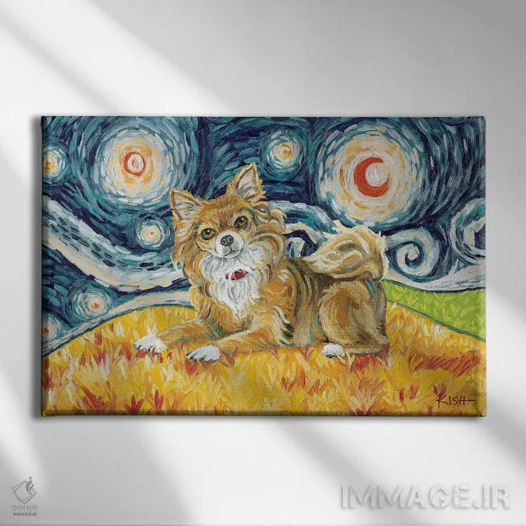 تابلو دکوراتیو چی واوا در یک شب پرستاره اثر گرچن کیش سرانو - نمای روبهرو روی دیوار