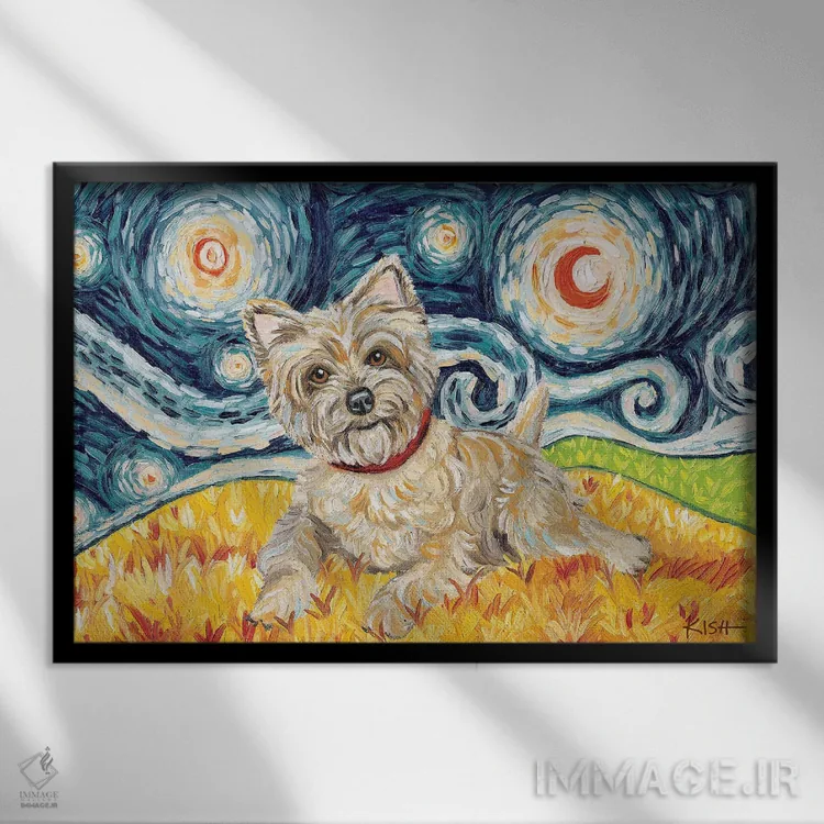 تابلو دکوراتیو تیرر کرن در یک شب پرستاره اثر گرچن کیش سرانو - نمای قابدار مشکی