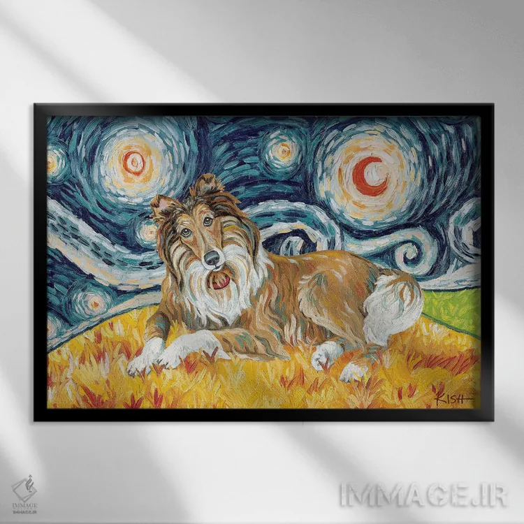 تابلو دکوراتیو کولی در یک شب پرستاره اثر گرچن کیش سرانو - نمای قابدار مشکی