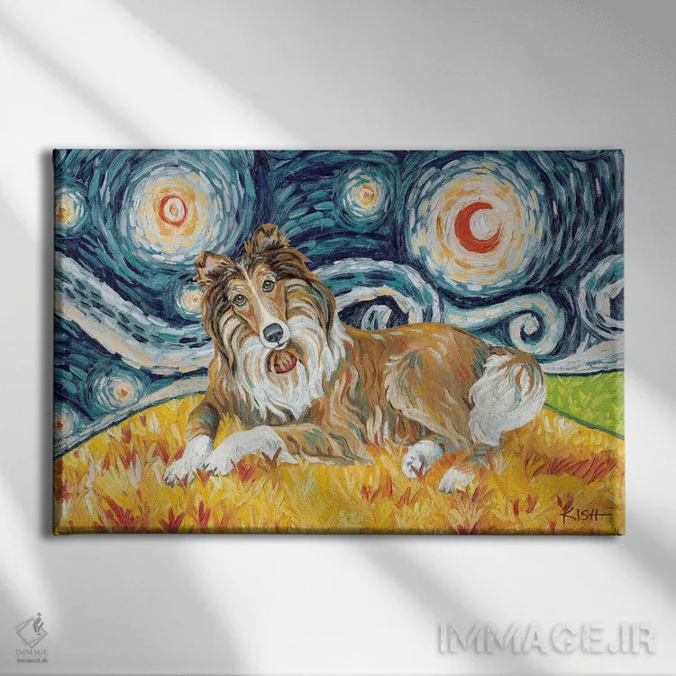 تابلو دکوراتیو کولی در یک شب پرستاره اثر گرچن کیش سرانو - نمای روبهرو روی دیوار