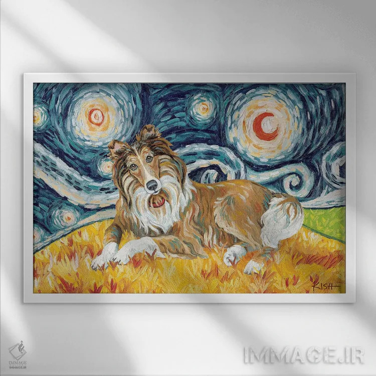 تابلو دکوراتیو کولی در یک شب پرستاره اثر گرچن کیش سرانو - نمای قابدار سفید