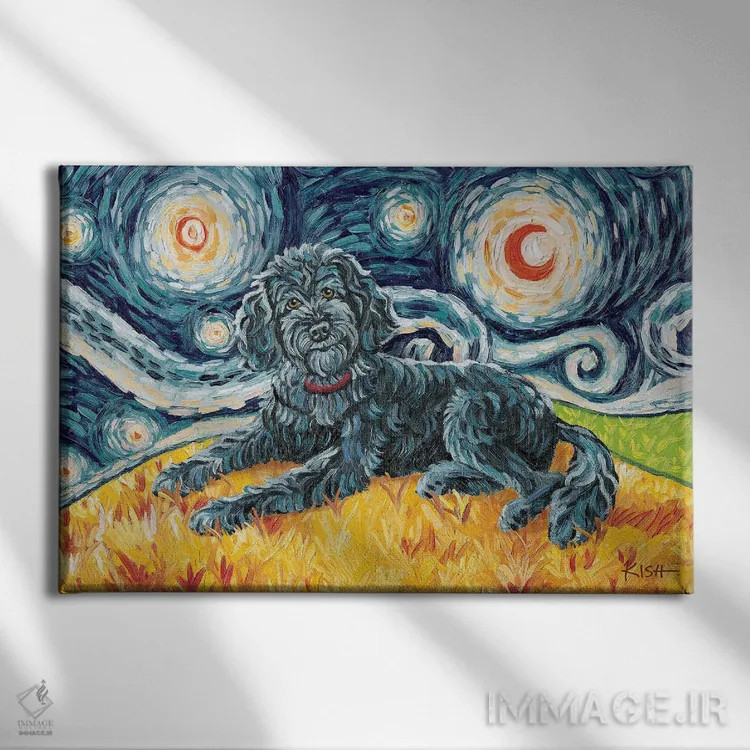 تابلو دکوراتیو دودل در یک شب پرستاره اثر گرچن کیش سرانو - نمای روبهرو روی دیوار
