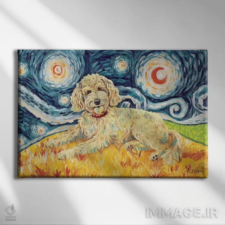 تابلو دکوراتیو دودل در یک شب پرستاره اثر گرچن کیش سرانو - نمای روبهرو روی دیوار