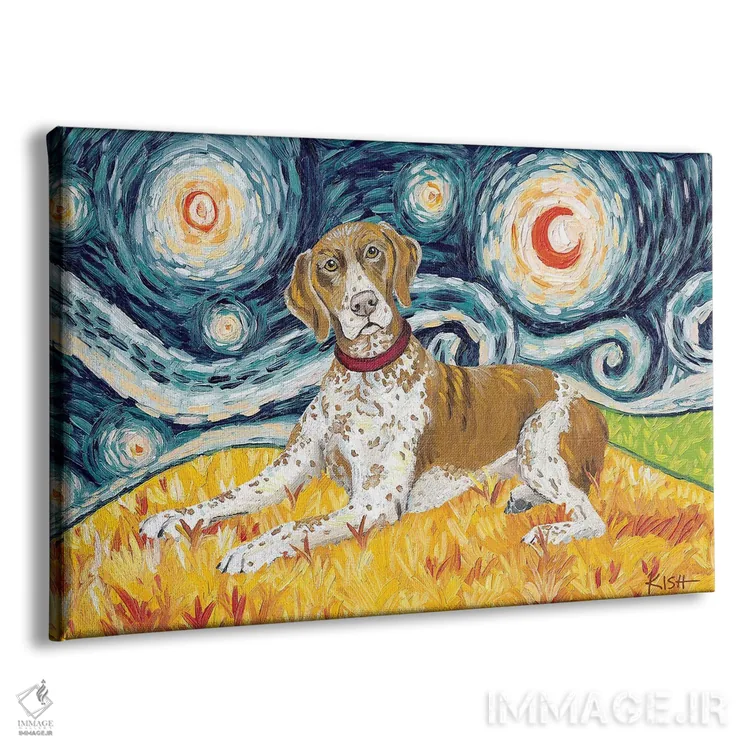 تابلو دکوراتیو ژرمن شورت هیر پوینتر در یک شب پرستاره اثر گرچن کیش سرانو - نمای پرسپکتیو محصول