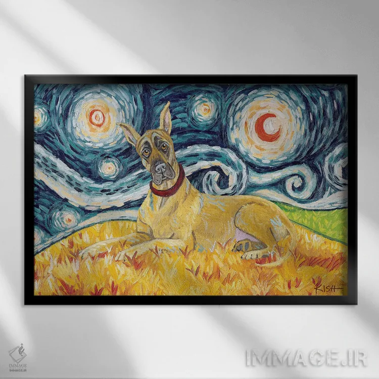 تابلو دکوراتیو گریت باور در یک شب پرستاره اثر گرچن کیش سرانو - نمای قابدار مشکی