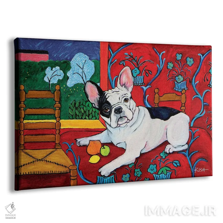تابلو دکوراتیو بولداگ فرانسوی موتیسه اثر گرچن کیش سرانو - نمای پرسپکتیو محصول