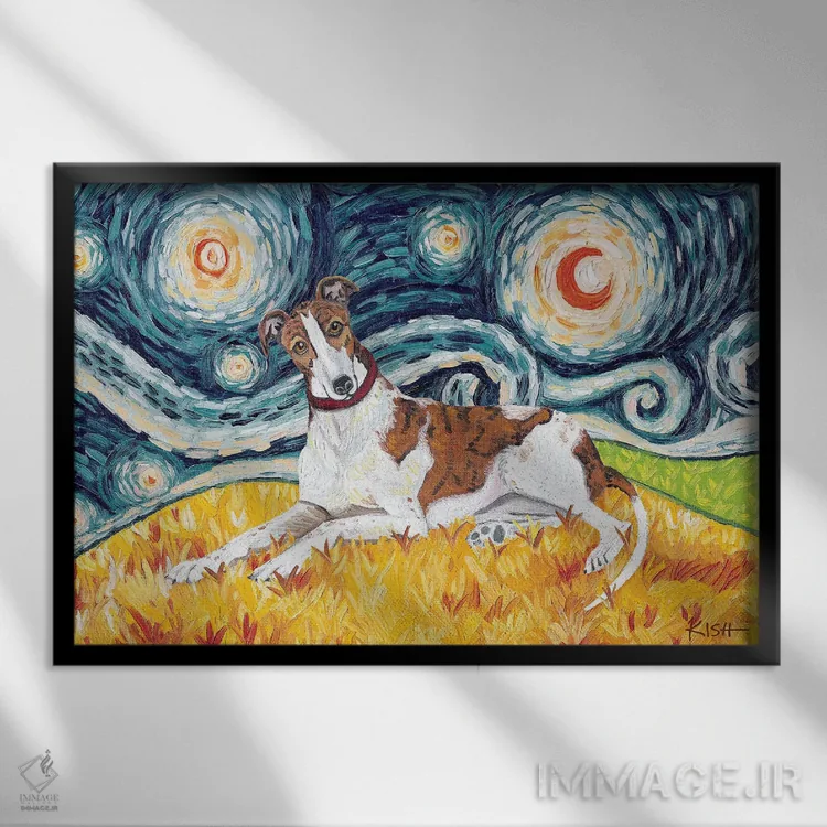 تابلو دکوراتیو گری هاند در یک شب پرستاره اثر گرچن کیش سرانو - نمای قابدار مشکی