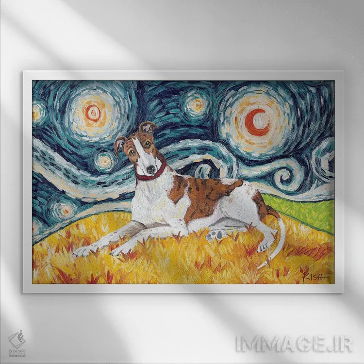 تابلو دکوراتیو گری هاند در یک شب پرستاره اثر گرچن کیش سرانو - نمای قابدار سفید