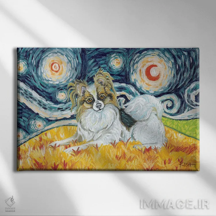 تابلو دکوراتیو پاپیون در یک شب پرستاره اثر گرچن کیش سرانو - نمای روبهرو روی دیوار