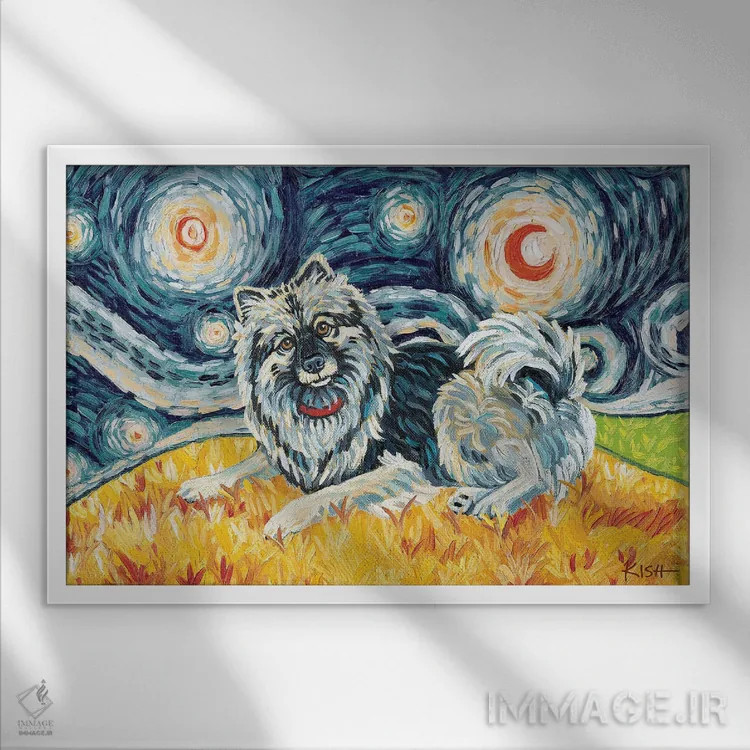 تابلو دکوراتیو کیشاند در یک شب پرستاره اثر گرچن کیش سرانو - نمای قابدار سفید