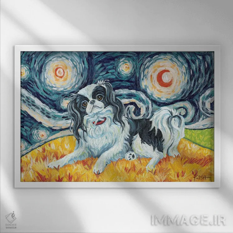 تابلو دکوراتیو ژاپنی چین در یک شب پرستاره اثر گرچن کیش سرانو - نمای قابدار سفید