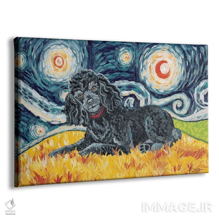 تابلو دکوراتیو پودل در یک شب پرستاره اثر گرچن کیش سرانو - نمای پرسپکتیو محصول
