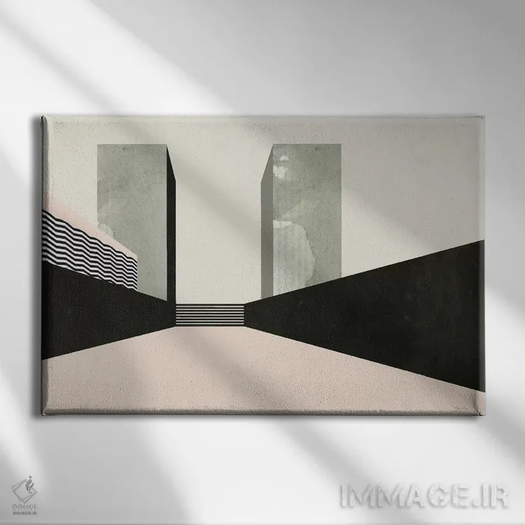 تابلو انتزاعی نیویورک گرافیکی ۳ اثر گرین لیلی - نمای روبهرو روی دیوار