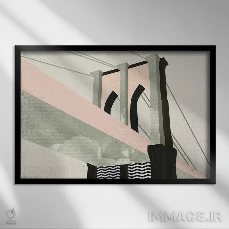 تابلو مدرن نیویورک گرافیکی ۴ اثر گرین لیلی - نمای قابدار مشکی