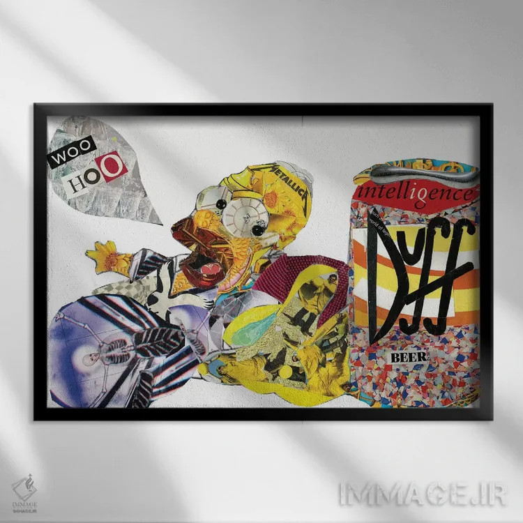 تابلو دکوراتیو هومر سیمپسون اثر گلیل - نمای قابدار مشکی